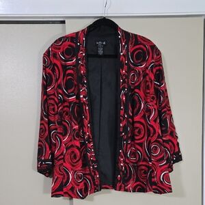 Ivy Chic Red and Black Swirl Women's Jacket Size 3X